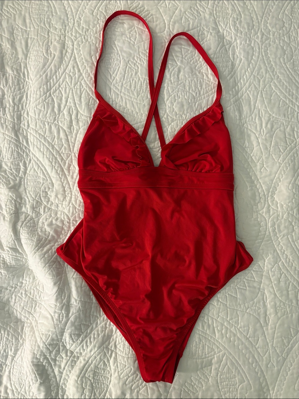 Girls' Red One-Piece Swimsuit - Classic Solid